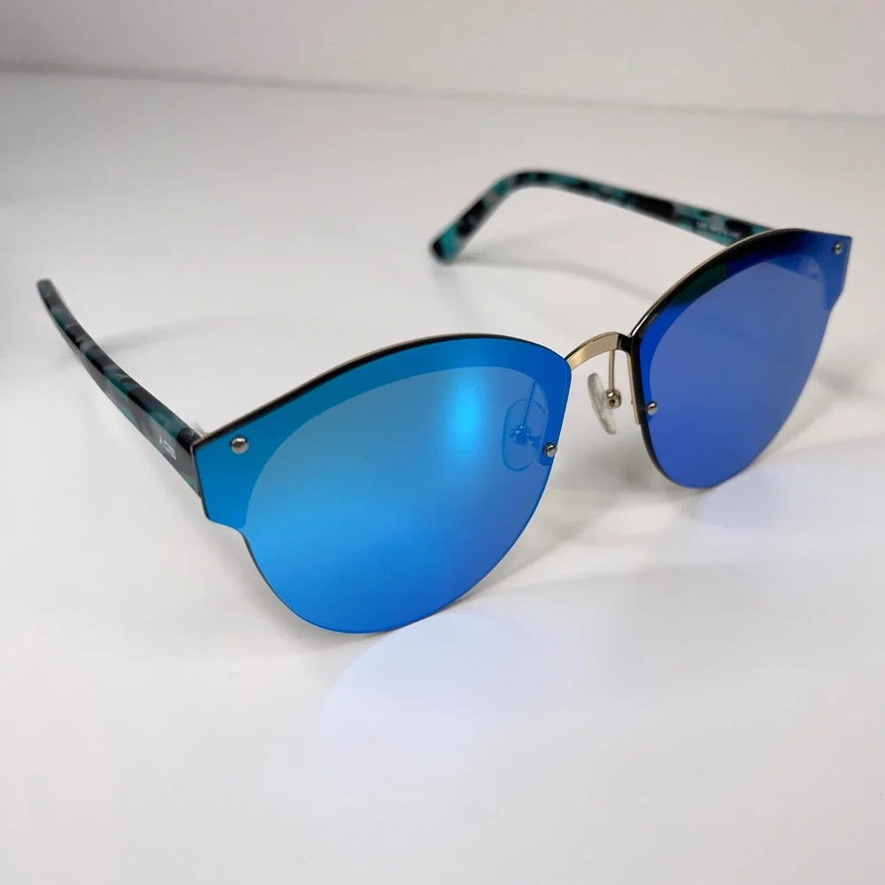 AQS AQUASWISS Sunglasses NEW Blue Mirror Lens Multicolor Tortoise Frame